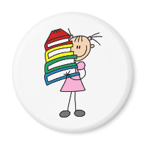 Stick Girl with Books magnets by stick_figures Stick Girl with Books magnets