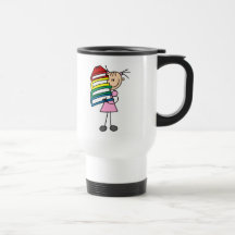 Stick Girl With Books Mugs