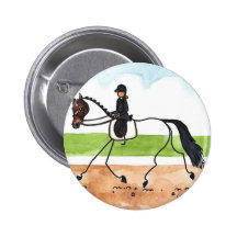 STICK HORSE Brown Trot Dressage Pinback Buttons