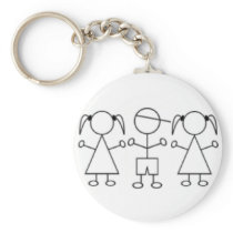 Stick kids keychain triplet girl girl boy
