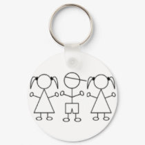 Stick kids keychain triplet girl girl boy