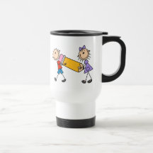 Stick Kids With Pencil Coffee Mugs