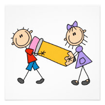 Stick Kids With Pencil Personalized Invitation