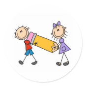 stick figure pencil kids sticker