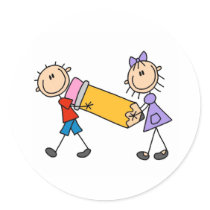 Stick Kids With Pencil stickers by stick_figures Stick Kids With Pencil stickers
