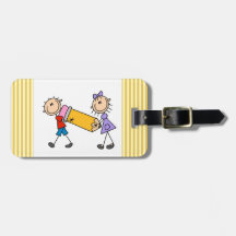 Stick Kids With Pencil Travel Bag Tags