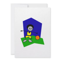 Stick man dribbles basketball personalized invite