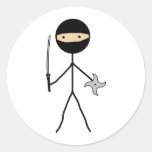 Stick Ninja Round Stickers