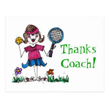 Stick Tennis Girl Post Cards