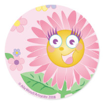 STICKER Cute Pink Anthropomorphic Flower by artsysite STICKER Cute Pink Anthropomorphic Flower