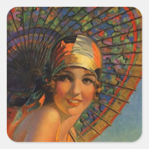 Sticker Fashionable Flapper Dress Pearls Hairdo