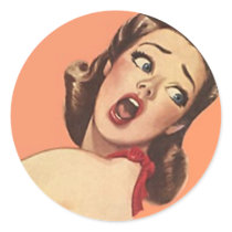 Sticker Fashionable Retro Lady Surprised Shocked