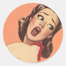 Sticker Fashionable Retro Lady Surprised Shocked