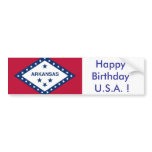 Sticker Flag of Arkansas, Happy Birthday U.S.A.! Bumper Sticker