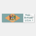 Sticker Flag of Delaware, Happy Birthday U.S.A.! Bumper Sticker