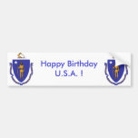 Sticker Flag of Massachuset,Happy Birthday U.S.A.! Bumper Stickers