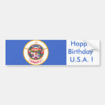 Sticker Flag of Minnesota, Happy Birthday U.S.A.! Bumper Stickers