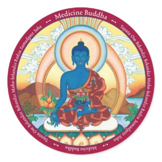 STICKER Medicine Buddha - with mantra sticker