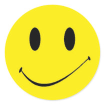 Sticker Retro Fun Yellow Smiley Happy Face Symbol