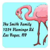 Sticker Retro Pink Flamingo Bird NV Envelope Seals