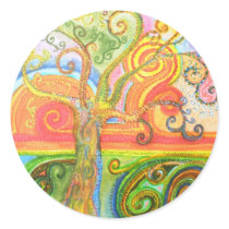 Sticker Sheet with Psychedelic Colourful Tree