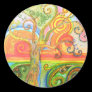 Sticker Sheet with Psychedelic Colourful Tree