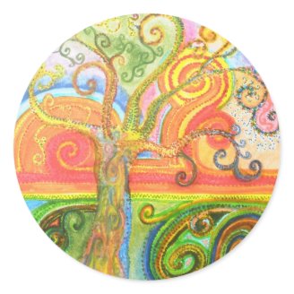 Sticker Sheet with Psychedelic Colourful Tree