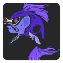 Sticker Too Cool Purple Blue Betta Fish Pisces