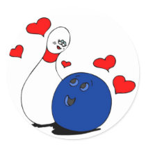 Sticker-Valentine's Bowling Pin and Ball