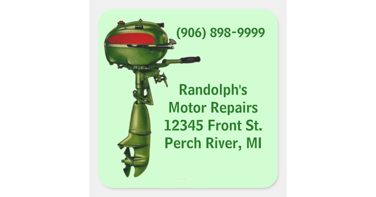 Sticker Vintage Outboard Motor Repair Shop Service Zazzle