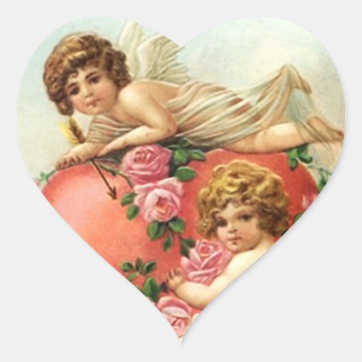 pictures Victorian Cupids Hearts Sticker  vintage Valentine cupid Vintage