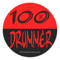 Stickers: 100% Drummer by DrummerGiftShop Stickers: 100% Drummer