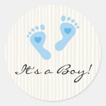 Stickers: Baby boy blue footprints - It's a Boy!