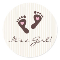Stickers: Baby girl footprints - It's a Girl!