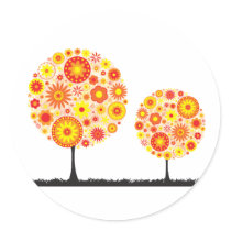 Stickers - Flower Wishing Tree Orange