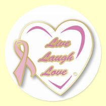 Stickers  Live Laugh Love Heart & pink ribbon stickers