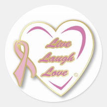 Stickers  Live Laugh Love Heart & pink ribbon