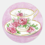 Stickers - Pink Rose Floral Teacup & Saucer