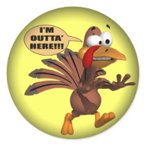 Stickers - Running For Cover Turkey by thanksgiving_tshirts Stickers - Running For Cover Turkey