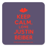 [Two hearts] keep calm, love justin beiber  Stickers (square)