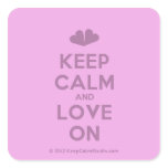 [Two hearts] keep calm and love on  Stickers (square)