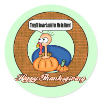 Stickers - Thanksgiving Turkey Hideout by thanksgiving_tshirts Stickers - Thanksgiving Turkey Hideout