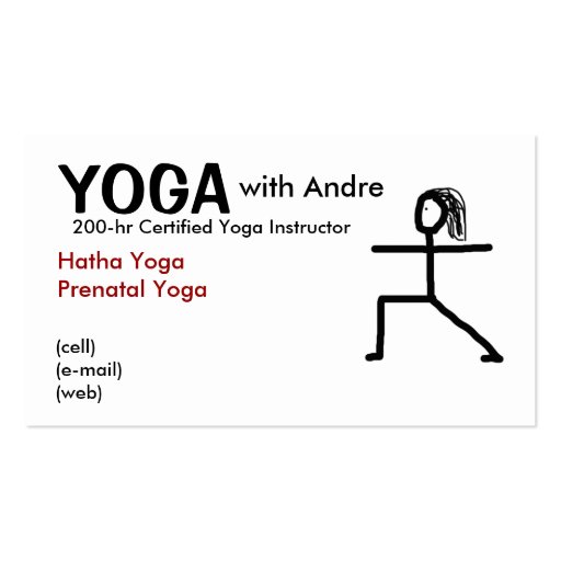 stickman3, YOGA, with Andre, Certified Yoga Ins... Business Card
