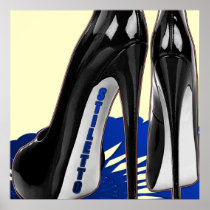 Stiletto Art - Black and Blue Poster