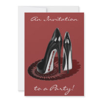 Stiletto Art - Black and Maroon Personalized Invitation