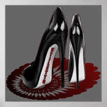 Stiletto Art - Black and Maroon Poster