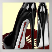Stiletto Art - Black and Maroon Poster