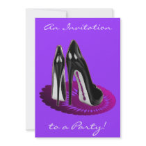 Stiletto Art - Black and Purple Custom Invites