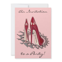 Stiletto Art - Shoe Fetish - Burgundy Personalized Invitation