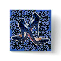 Stiletto's Blue Cat Spots Button